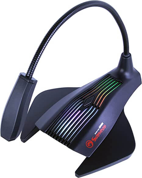 Marvo Mic-01 USB RGB Backlit Gaming Desktop Microphone With Flexible Neck Plug and Play