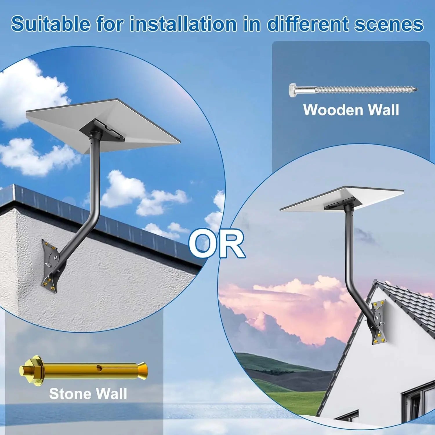 Mount for Starlink Adjustable Wall /Roof Mounting Kit Compatible with V3 Standard Dish【Include Aluminum Gen 3 Pipe