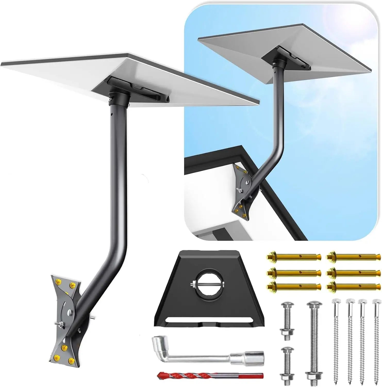 Mount for Starlink Adjustable Wall /Roof Mounting Kit Compatible with V3 Standard Dish【Include Aluminum Gen 3 Pipe