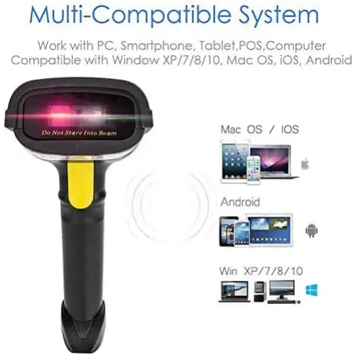 NETUM 2D Barcode Scanner Compatible with 2.4G Wireless & Bluetooth USB Wired Connection Connect Smart Phone Tablet PC