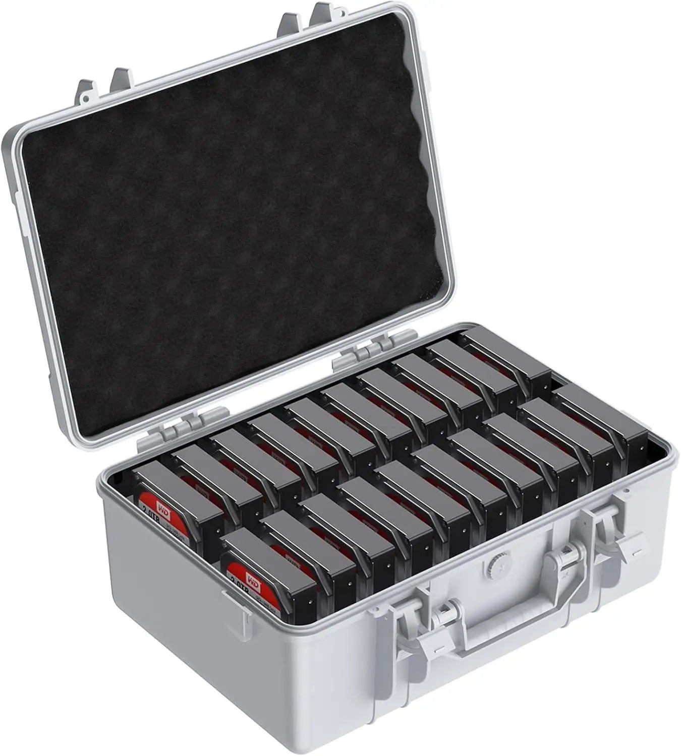ORICO Hard Drive Case 3.5inch 20-Bay Multi-Protection HDD Storage Box Suitcase with Foam External Carrying Anti-Static