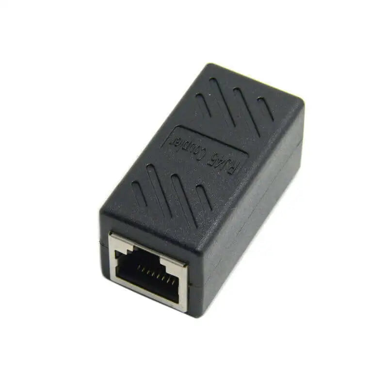 Oxhorn RJ45 Ethernet Inline 8 pins Coupler / Joiner Female to F-F Gold plated connections Black Retail bag