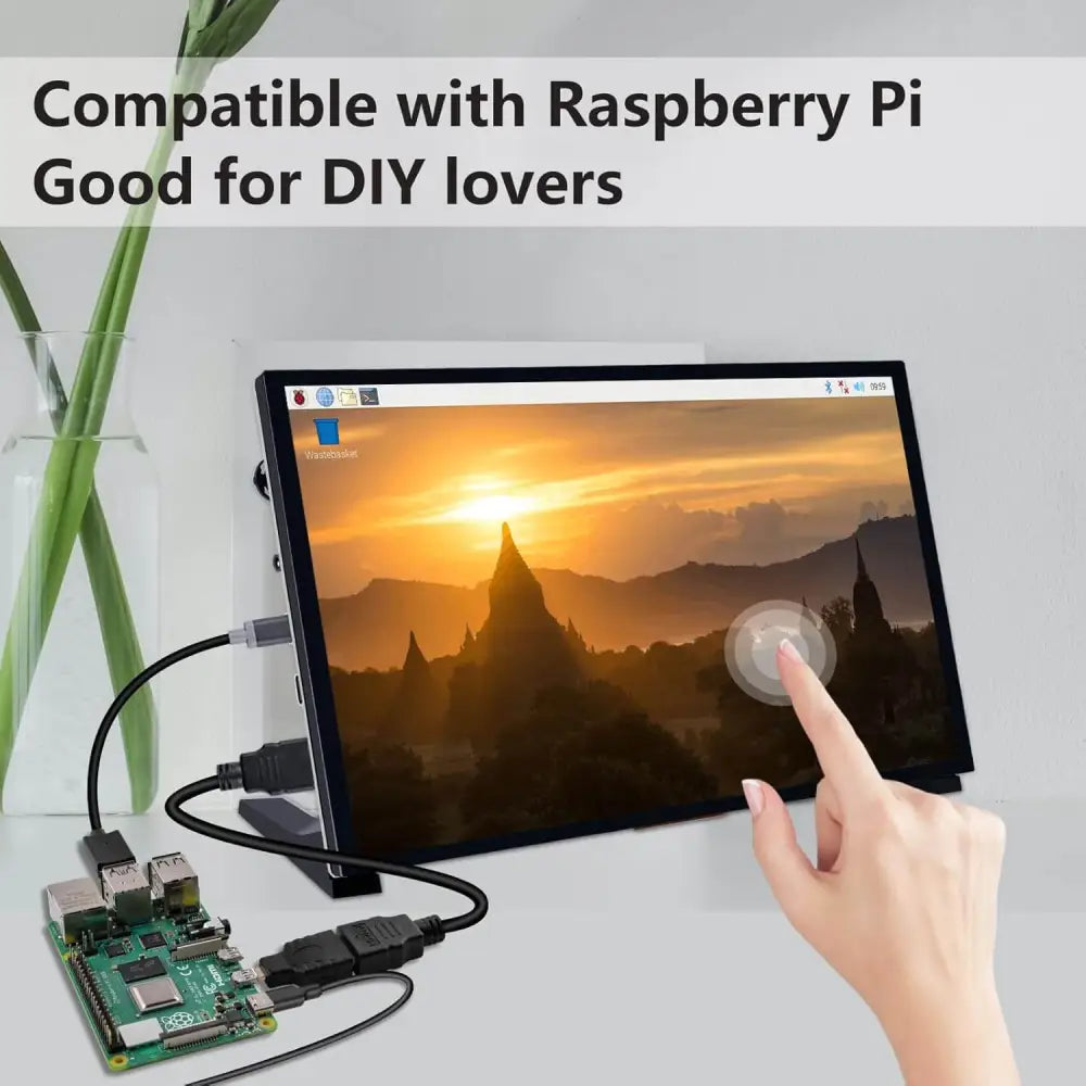 PC Mart 10.1 Inch LCD Screen for Raspberry Pi 1024x600 IPS Display HDMI Portable Monitor 5/Pi 4B/3B+/3B/B+/Zero/400