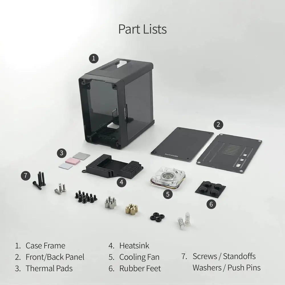 PC Mart Mini Case for Raspberry Pi 5 with Active RGB Lighting Cooler (Matte Black)