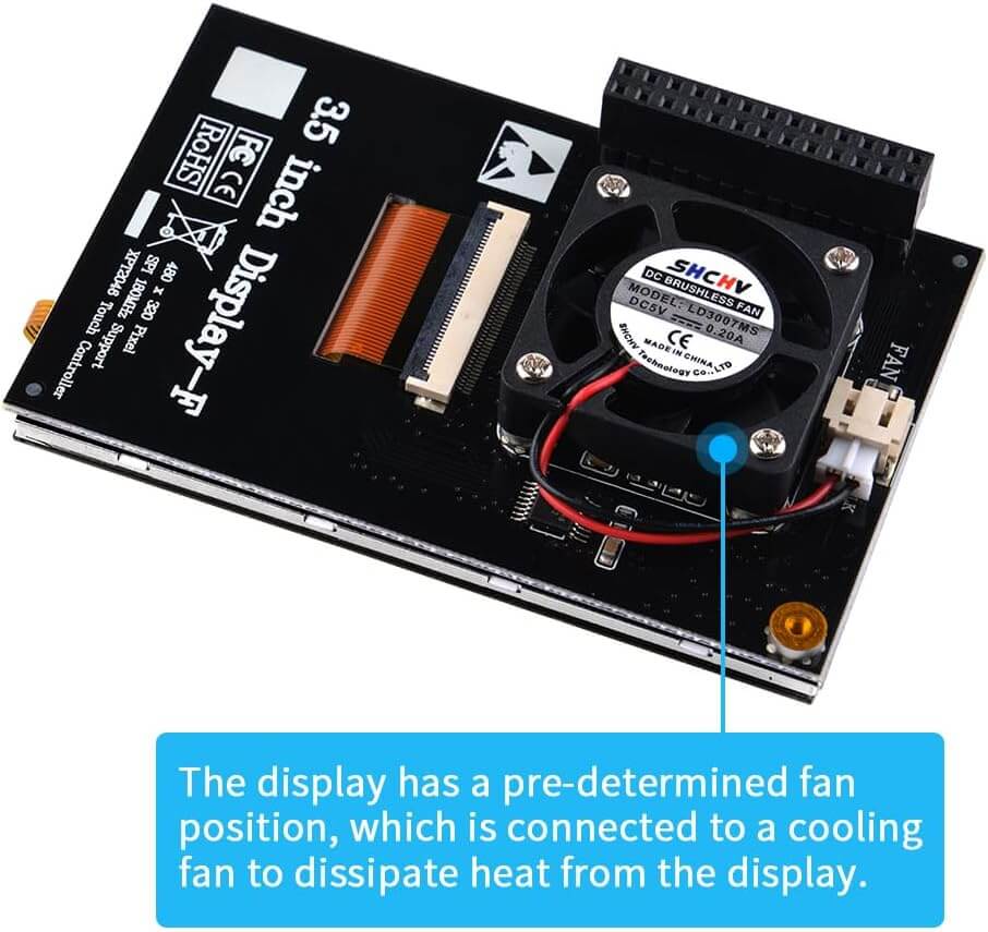 PC Mart TFT 3.5 inch Touch Screen with Case Raspberry Pi Fan and Heatsinks 320x480 Resolution LCD Display for Raspberry
