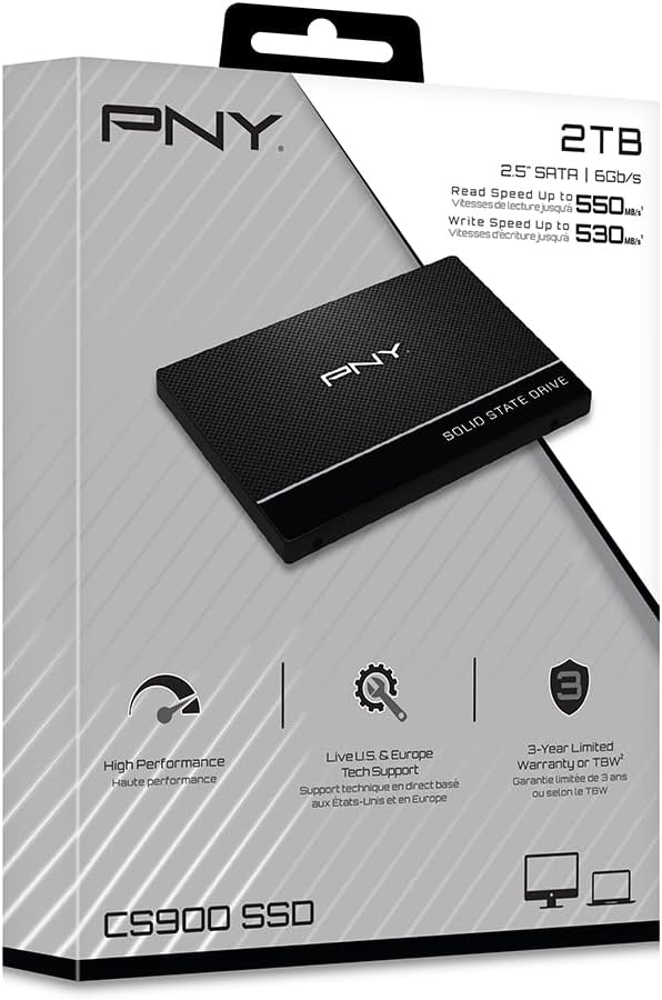 PNY CS900 2TB 3D NAND 2.5’’ SATA III Internal Solid State Drive (SSD) - (SSD7CS900-2TB-RB)