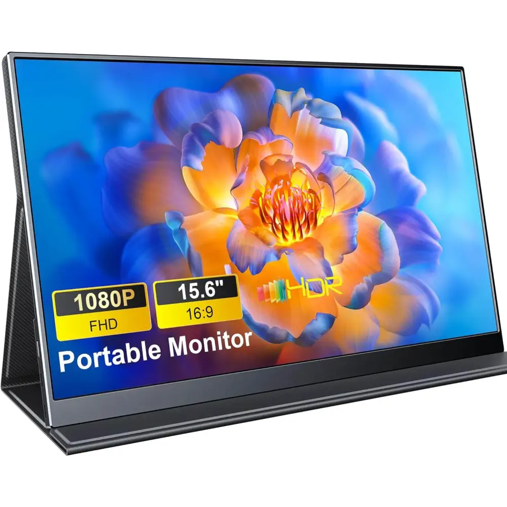 Portable Monitor 15.6’’ 1080P Lightweight Dual USB C HDMI Second Computer Screen Gaming Display with Speakers Travel