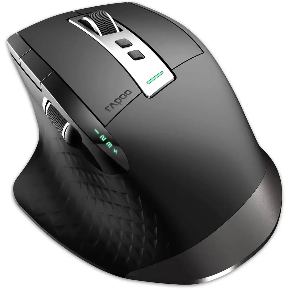 RAPOO MT750 Wireless Mouse Multi-Device (Multi-Mode:BT 5.0/4.0/3.0 + 2.4Ghz) Laser 8 Programmable Buttons Ergonomic