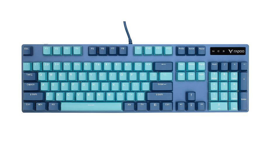 Rapoo V500 Pro Backlit Mechanical Gaming Keyboard - Spill Resistant, Metal Cover, Ideal for Entry Level Gamers--Cyan Blue