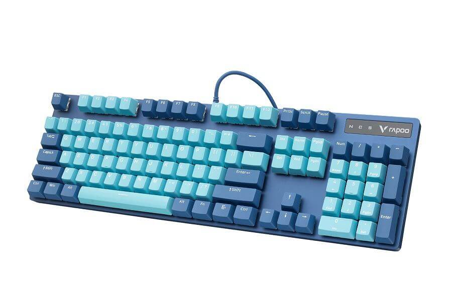 Rapoo V500 Pro Backlit Mechanical Gaming Keyboard - Spill Resistant, Metal Cover, Ideal for Entry Level Gamers--Cyan Blue
