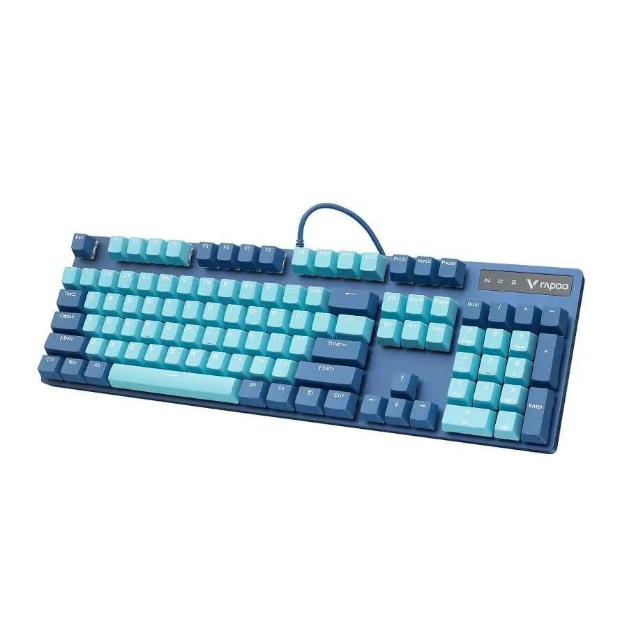 Rapoo V500 Pro Backlit Mechanical Gaming Keyboard - Spill Resistant Metal Cover Ideal for Entry Level Gamers--Cyan Blue