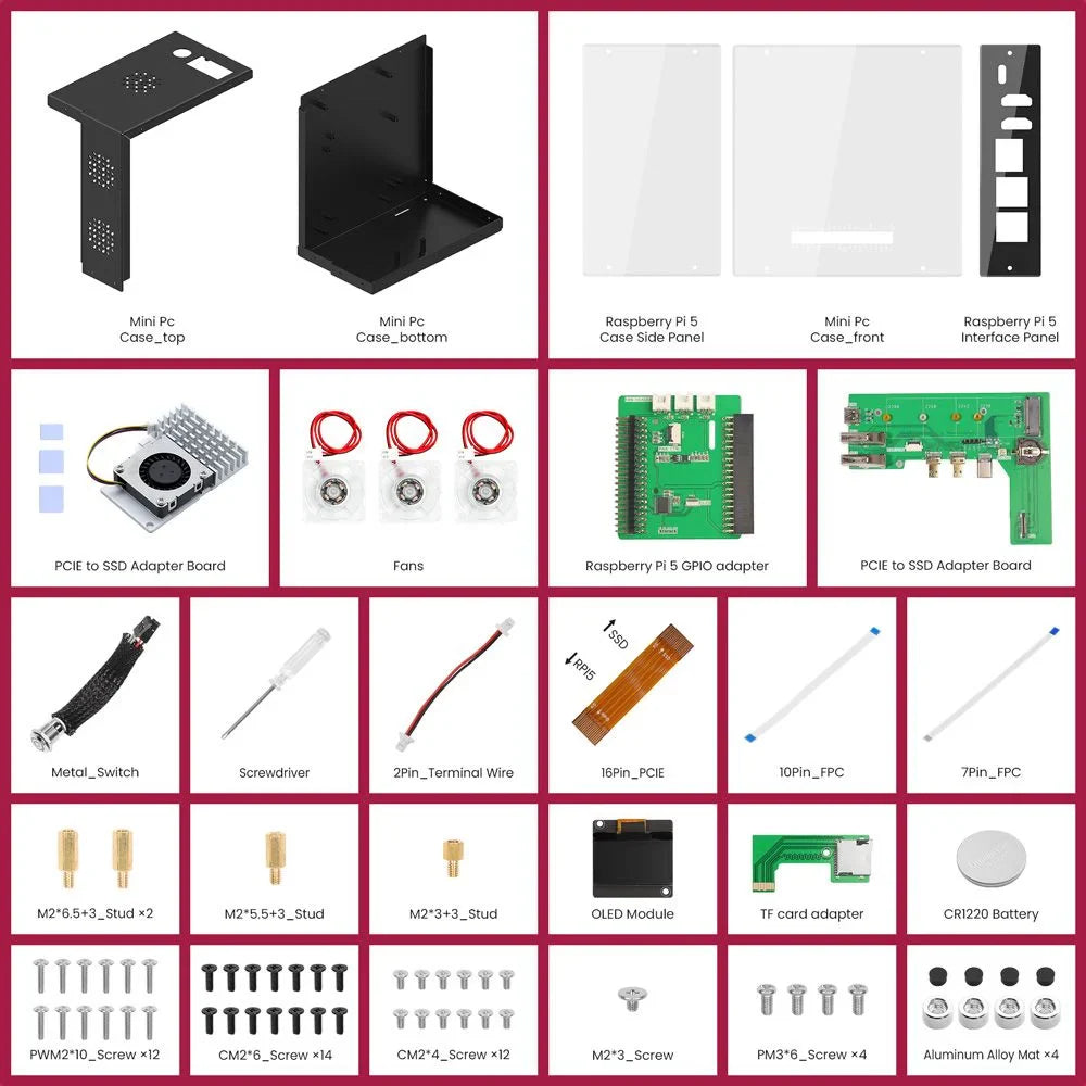 Raspberry Pi tower Gen 1 Mini PC Case With 1.3” OLED Screen For 5