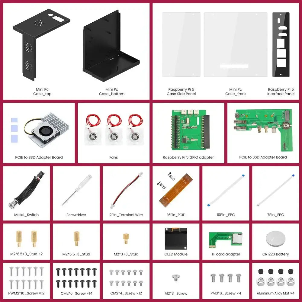 Raspberry Pi tower Gen 1 Mini PC Case With 1.3” OLED Screen For 5