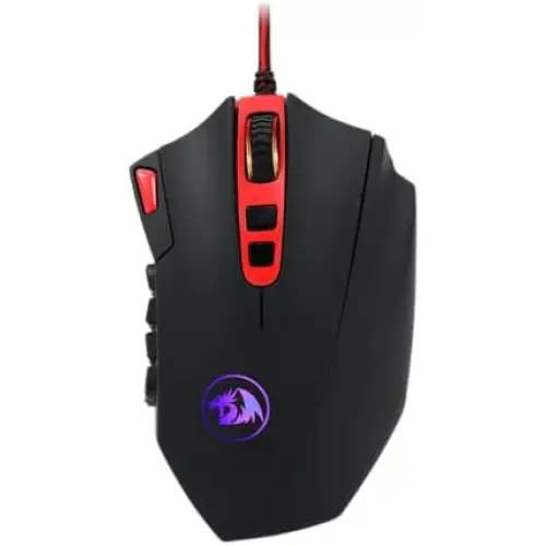 Redragon M901 Gaming Mouse RGB Backlit MMO 19 Macro Programmable Buttons with Weight Tuning Set 12400 DPI for Windows