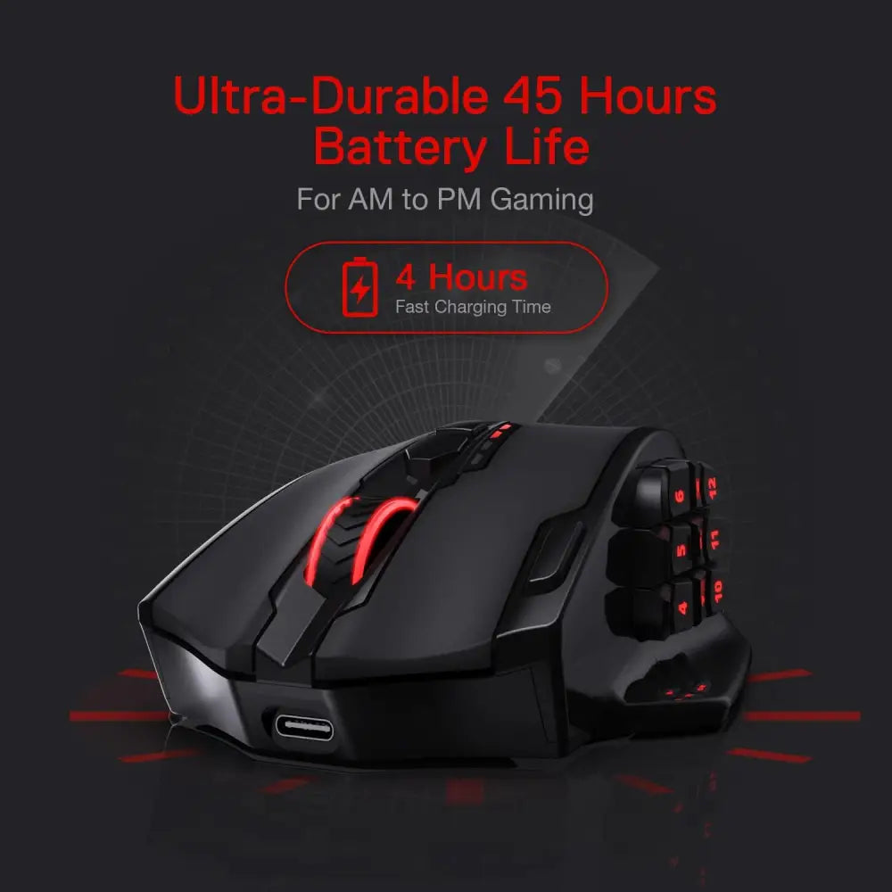 Redragon M913 Impact Elite Wireless Gaming Mouse 16000 DPI Wired/Wireless RGB with 20 Programmable Buttons 45 Hours
