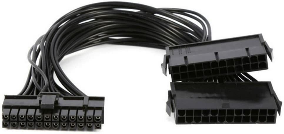 ATX 24pin 20+4pin Dual PSU Power Supply Extension Cable Connector Adapter Mining