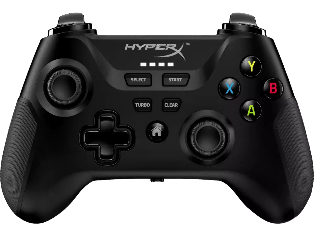 HyperX Clutch wireless gaming controller with buttons, analog sticks, and comfortable grip for mobile, tablet, and PC gaming