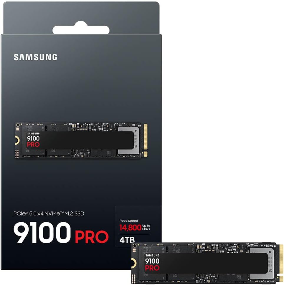 Samsung 9100 PRO Series – 4TB PCIe 5.0 x4 NVMe 2.0 Internal M.2 SSD up to 14800MB/s high Speed Thermal Contorl
