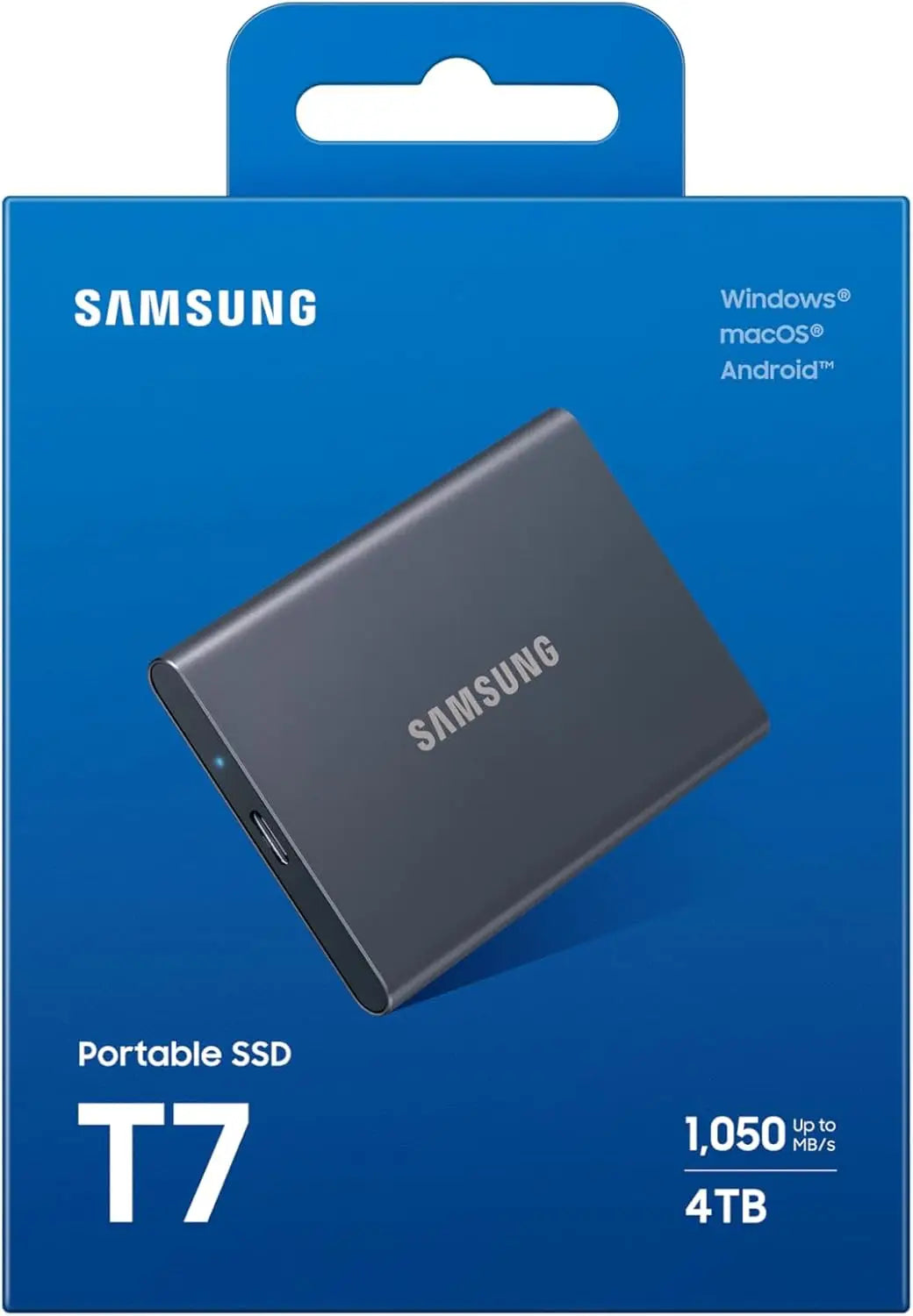 Samsung Portable External SSD T7 4TB Titan Gray USB3.2 Type-C R/W(Max) 1,050MB/s Aluminium Case 3 Years Warranty