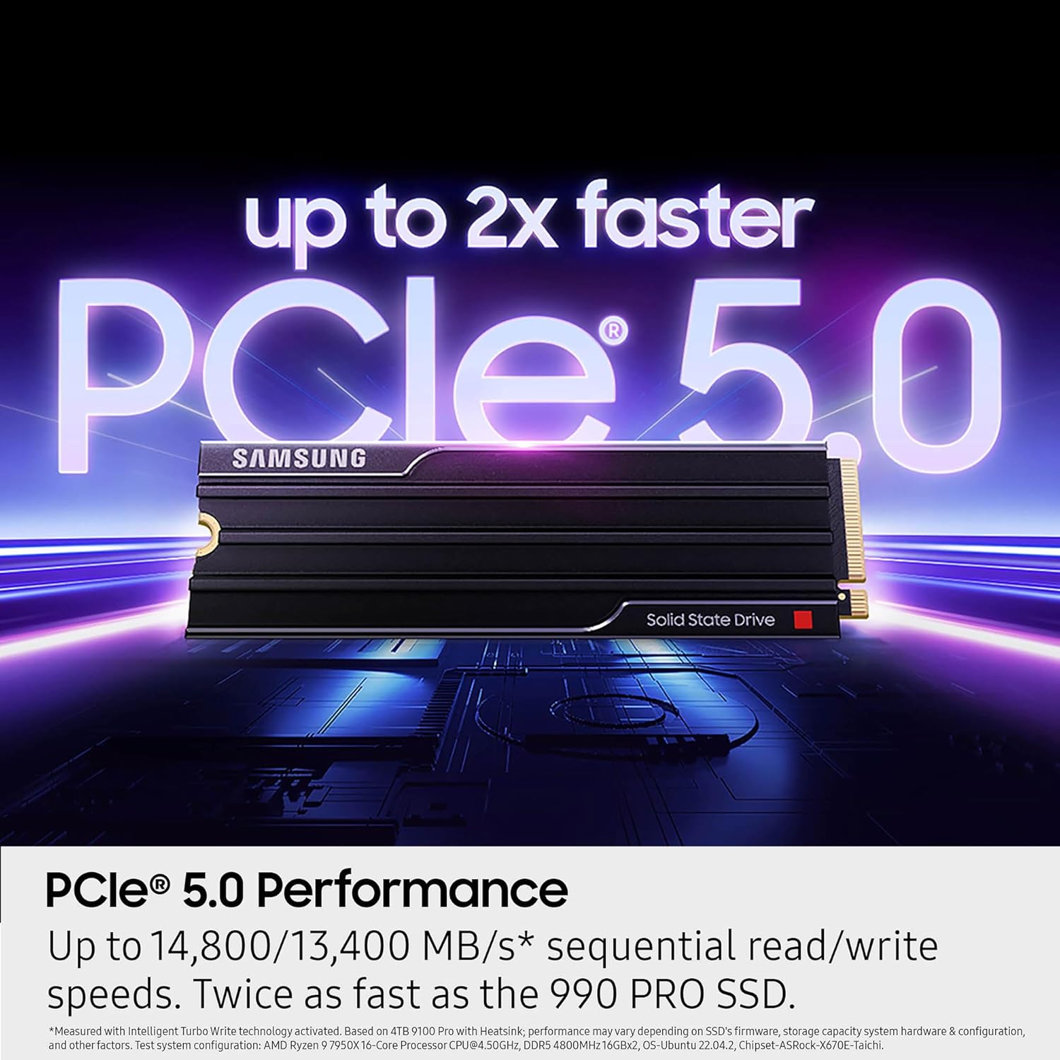 Samsung SSD 9100 PRO with Heatsink 2TB PCIe 5.0x4 M.2 2280 Seq. Read Speeds Up to 14,800/13,400 MB/s Best for AI