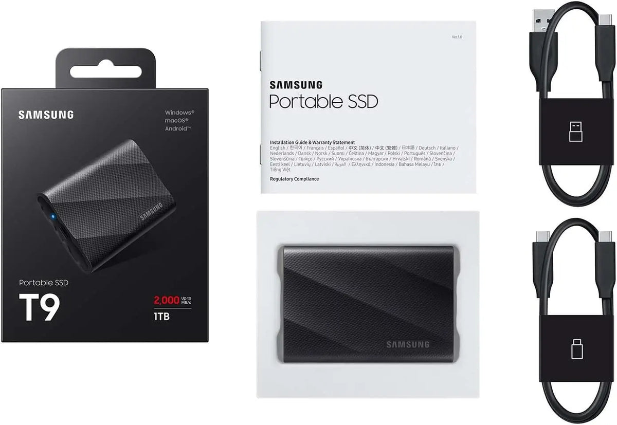 Samsung T9 Portable SSD 1TB USB 3.2 Gen 2x2 External Solid State Drive Seq. Read Speeds Up to 2,000MB/s for Gaming
