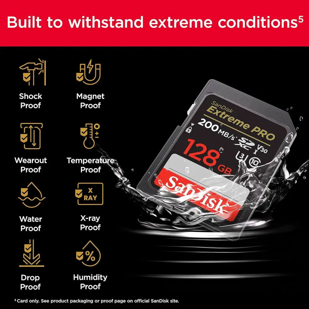 SanDisk 128GB Extreme PRO SDXC UHS-I Memory Card - C10 U3 V30 4K UHD SD