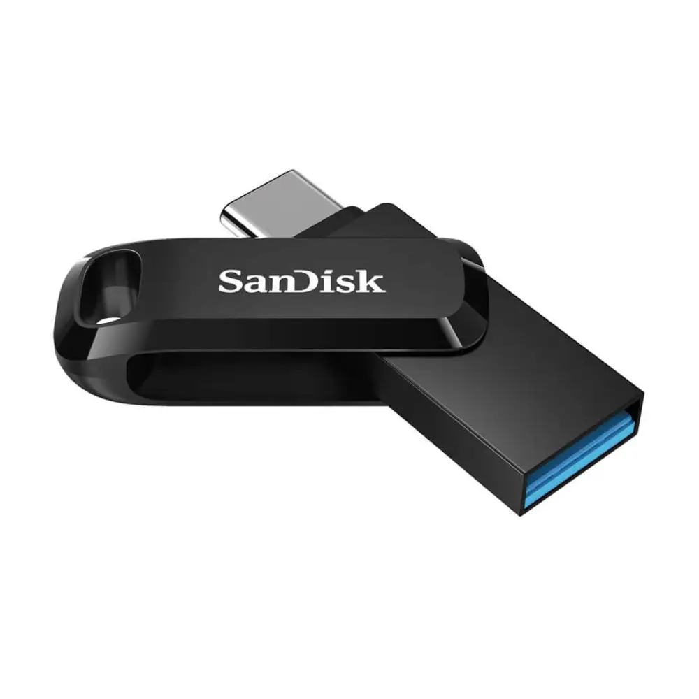 SanDisk 256GB Ultra Dual Flash Drive Go 2-in-1 USB-C & USB-A Memory Stick 150MB/s USB3.1 Type-C Swivel for Android