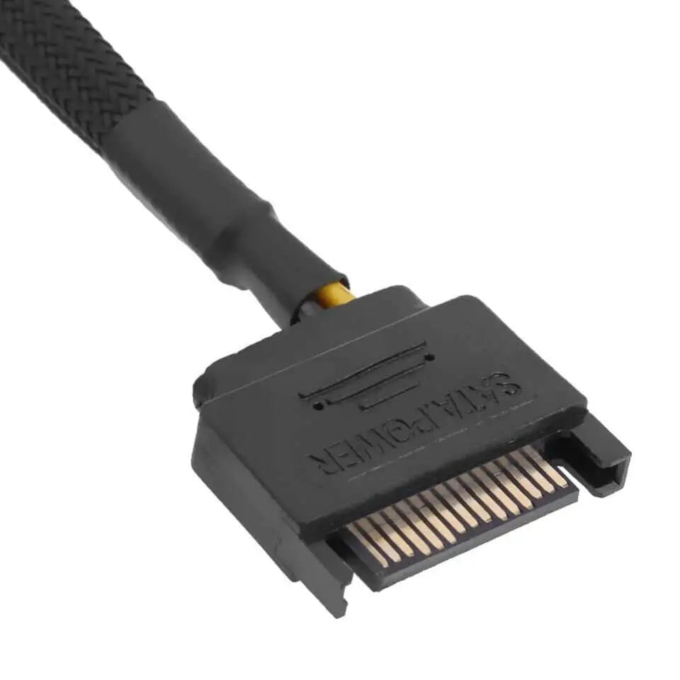 SATA 15Pin to 4 Way 2 Pin PC Fan Power Adapter Sleeved Cable