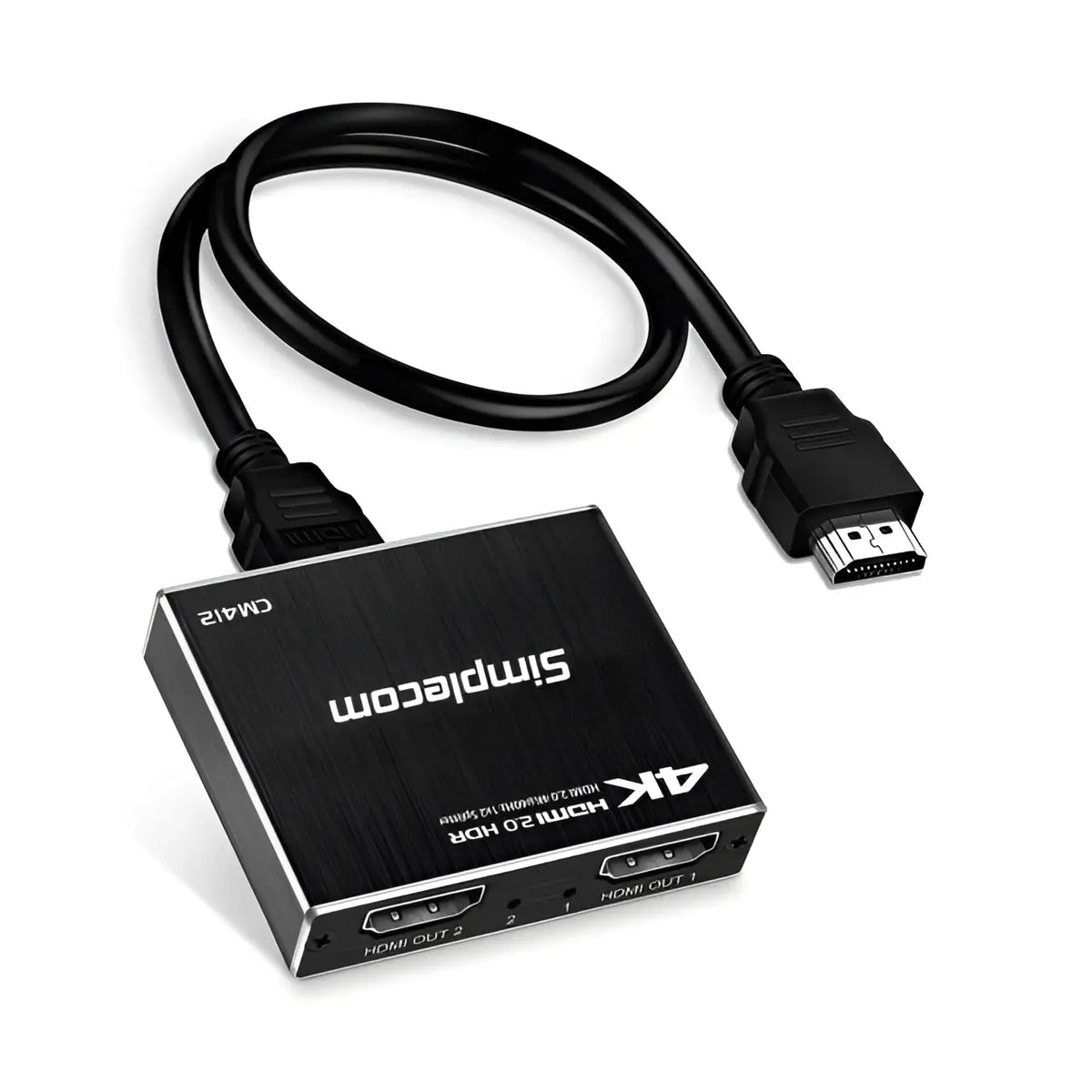 Simplecom CM412 HDMI 2.0 1x2 Splitter 1 IN 2 Out 4K@60Hz HDR10 Port Duplicator