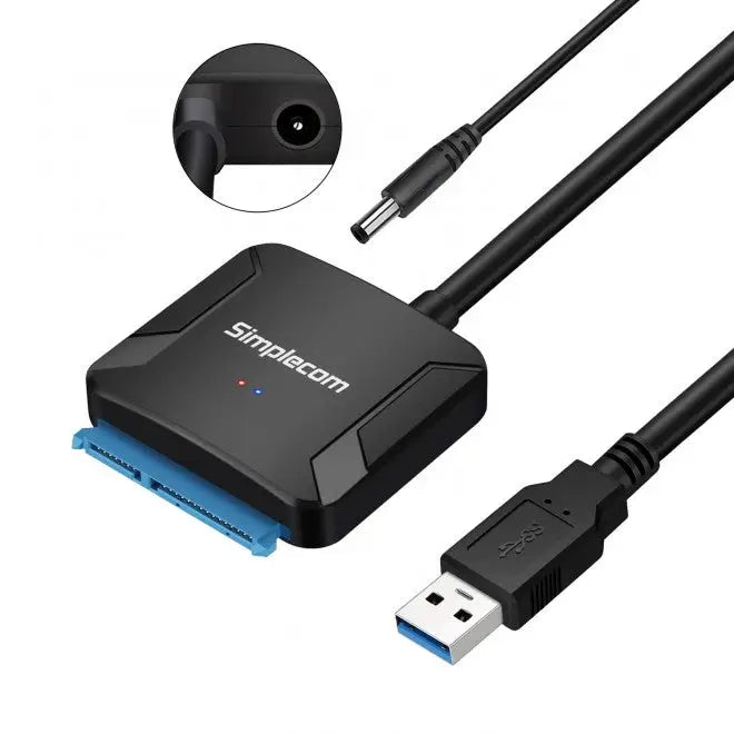 Simplecom SA236 USB 3.0 to SATA Adapter Cable Converter with Power Supply for 2.5’’ & 3.5’’ HDD SSD