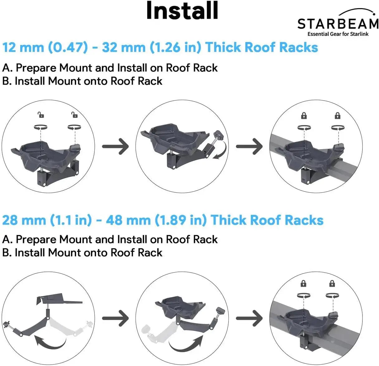 STARBEAM Starlink Mini Roof Rack Mount - Aluminium Alloy