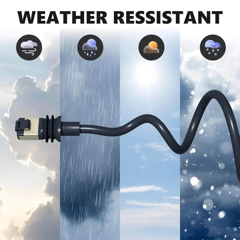 STARGEAR Starlink Gen 3 Cable 16.4FT/5M RJ45 Rectangular Satellite V3 KitReplacement Extension with end Cap dustproof