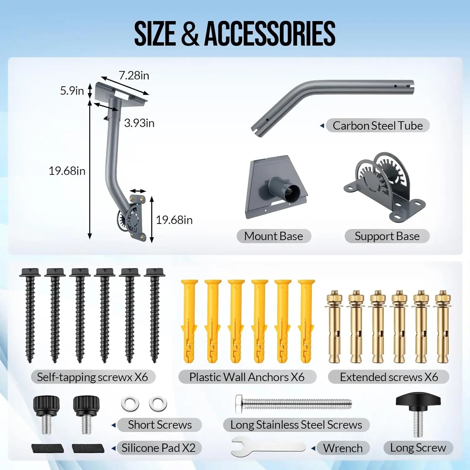 Starlink Gen 3 Mount Adjustable Heavy Duty Wall Roof Pole Kit with Aluminum Pipe Adapter Weatherproof Rustproof