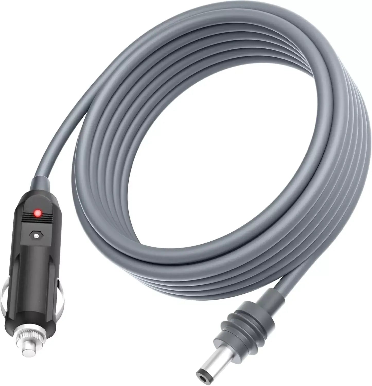 Starlink Mini 12V/24V cigarette lighter power cable with a coiled design and power indicator light.