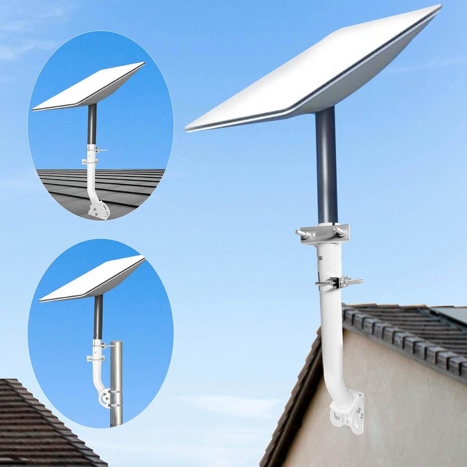 Starlink Mount - Starlink Satellite Antenna J Pole Mounting Kit for Pole or Wall or Roof Installation, Compatible with V2 Rectangular Dish, Versatile Mounting Solution (Bracket Only)