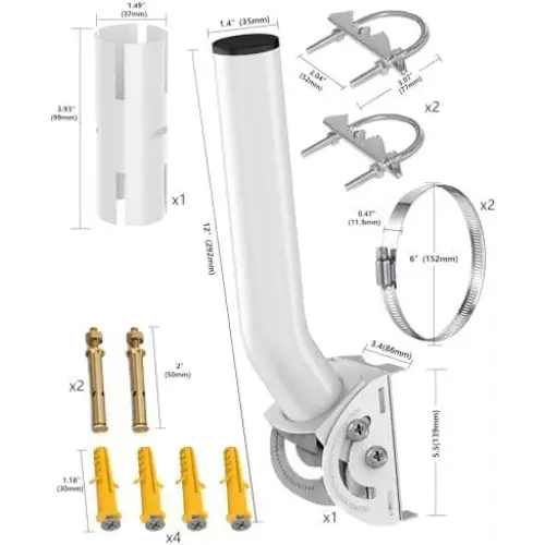 Starlink Mount - Satellite Antenna J Pole Mounting Kit for or Wall Roof Installation Compatible with V2 Rectangular