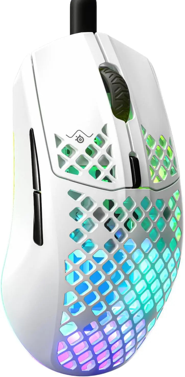SteelSeries Aerox 3 Snow 6-Button 59g Gaming Mouse - IP54 Water Resistant - 18K CPI Optical Sensor - Prism 3-Zone RGB