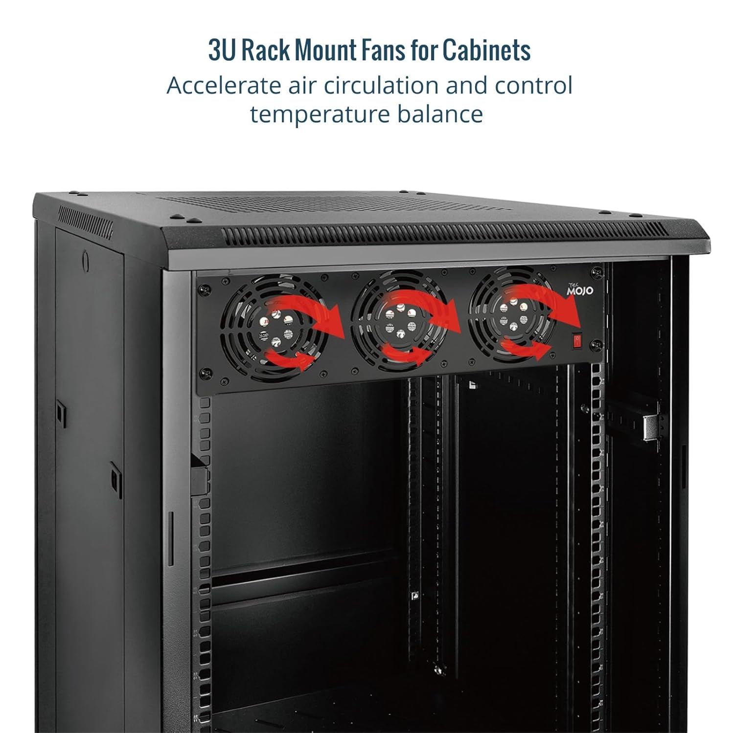 Tecmojo 3U Server Rack Mount Cooling Fan Panels with 3 Fans System Exhaust Airflow for 19 inch Cabinet Vertical Assemble
