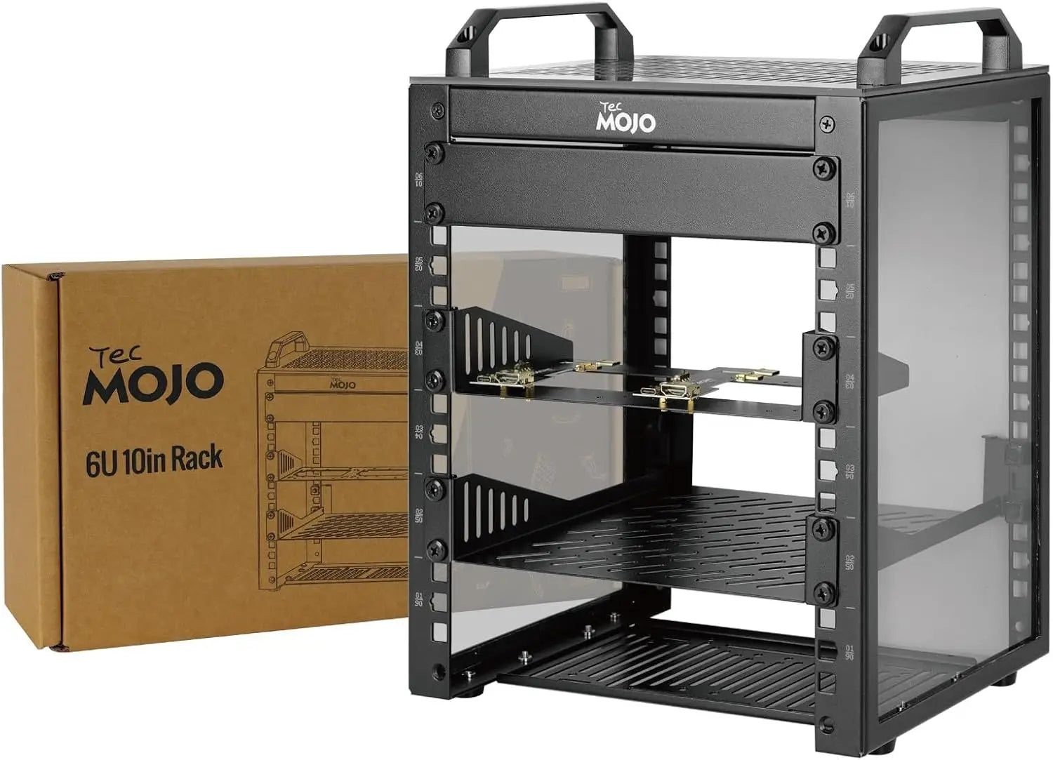 Tecmojo 6U Server Rack 10 inch Wide 200mm Deep Desktop with Shelf Micro HDMl to HDMI Adapter Board 60 kg /132 lbs Max