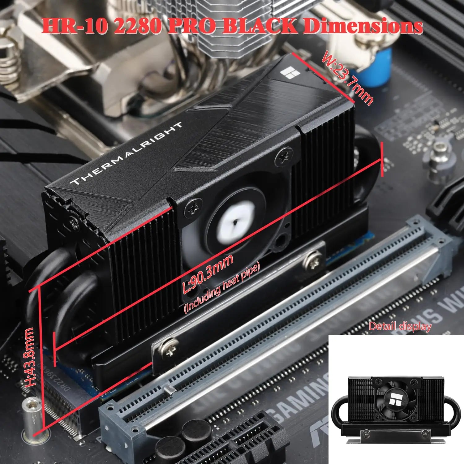 Thermalright HR10 2280 PRO Black SSD Heatsink Cooling with Double-Sided Heat Sink and High Speed PWM Fan for PC