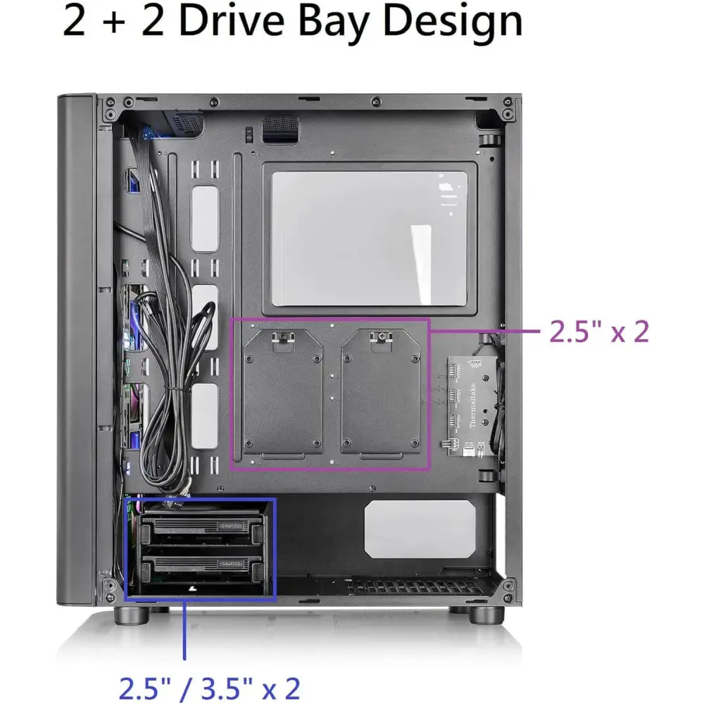 Thermaltake V250 Motherboard Sync ARGB ATX Mid-Tower Chassis with 3 120mm 5V Addressable RGB Fan + 1 Black Rear