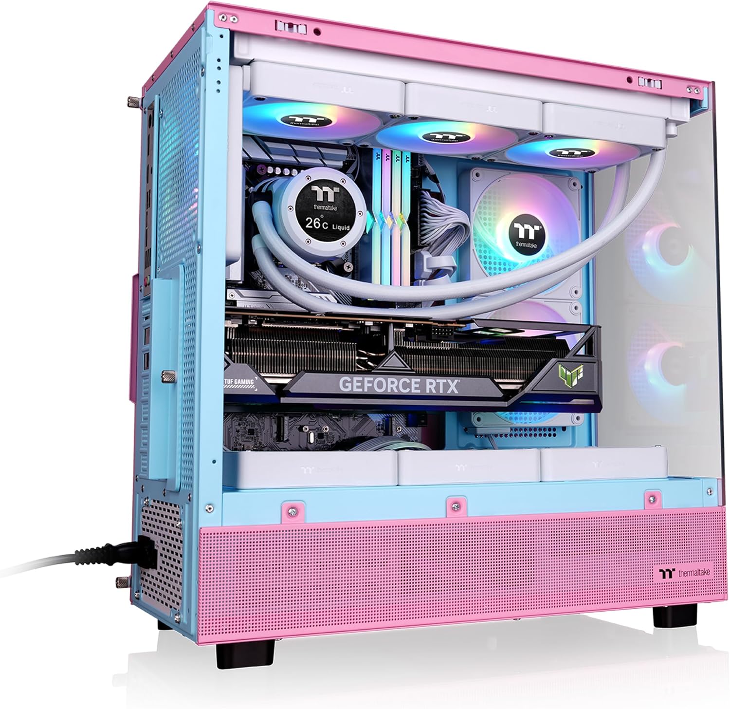 Thermaltake View 270 Plus TG ARGB Mid Tower Chassis; 3x120mm Lite Fans Included; 360mm Radiator Support; 420mm GPU