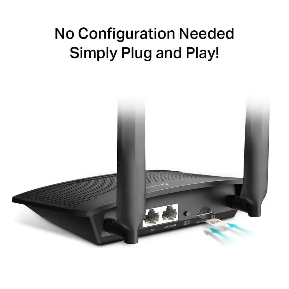 TP-Link 300 Mbps N 4G LTE Wireless Network No Configuration Required LAN/WAN Port SIM card Slot Connects Up to 32