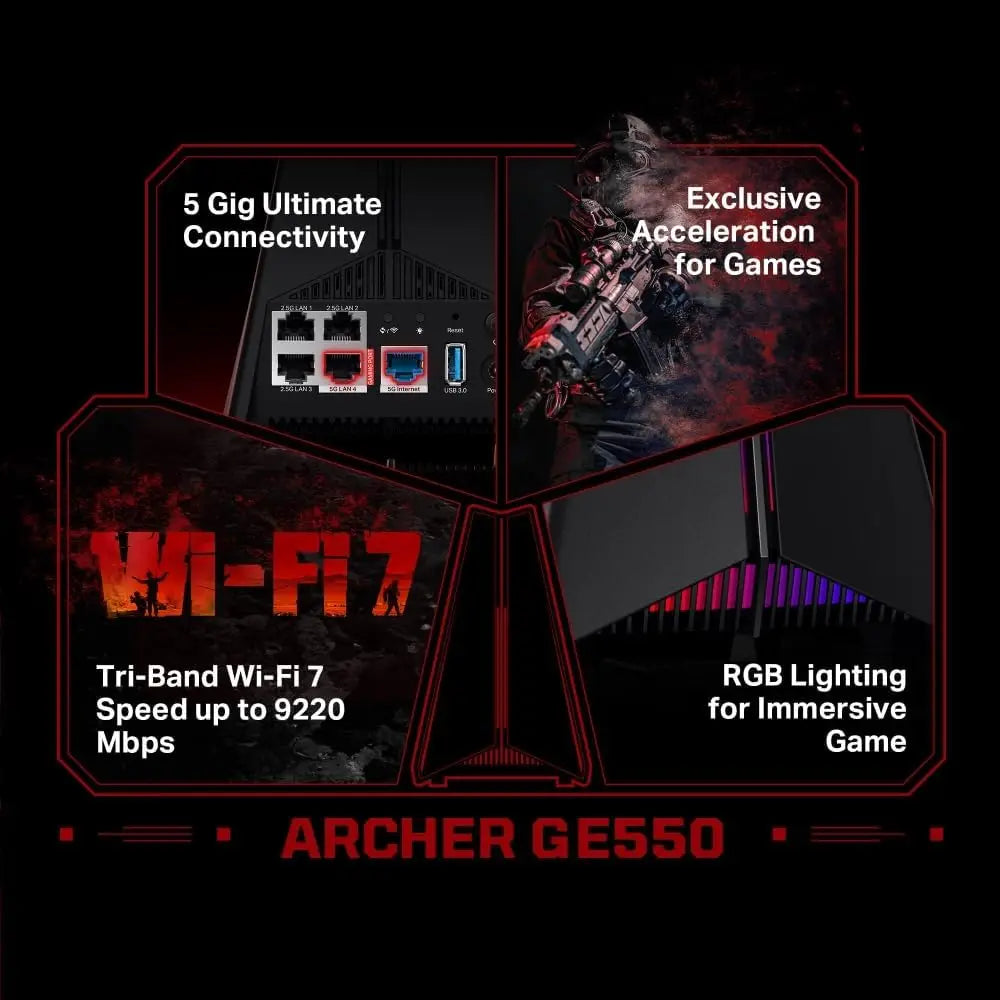 TP-Link Archer GE550 BE9300 Wi-Fi 7 Gaming Router 2.5Gbps Game Boost