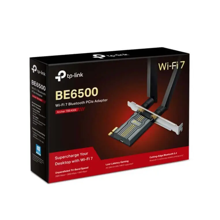 TP-Link Archer TBE400E BE6500 Wi-Fi 7 Bluetooth 5.4 PCIe Adapter 6GHz@2882 Mbps 5GHz@2882 2.4GHz@688 (wifi7) (NIC)