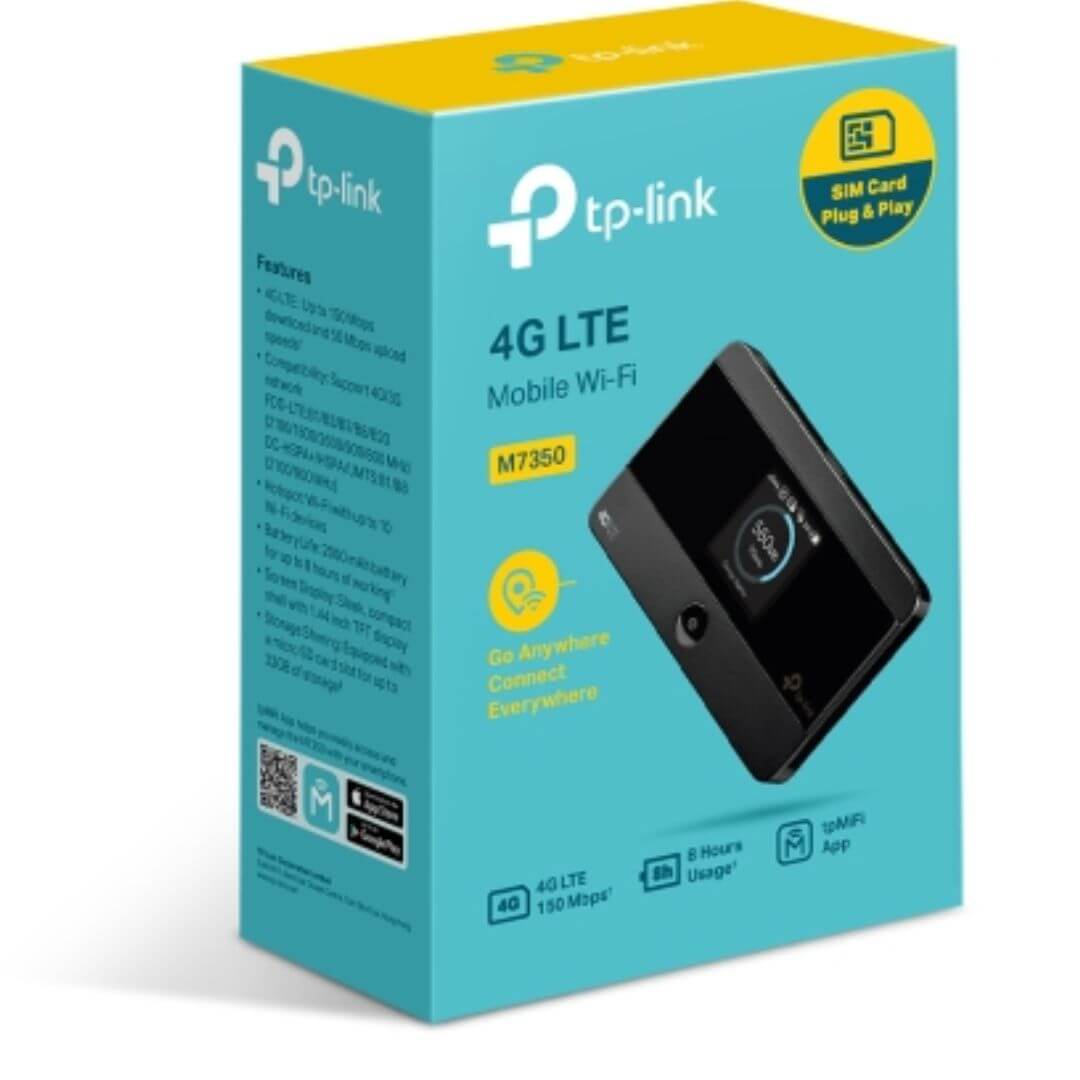 TP-Link M7350 LTE Advanced Mobile Wi-Fi 3G/4G 150Mbps DL 50Mbps UL 2.4GHz micro USB SIM microSD 2000mAh 8 hrs 10 devices
