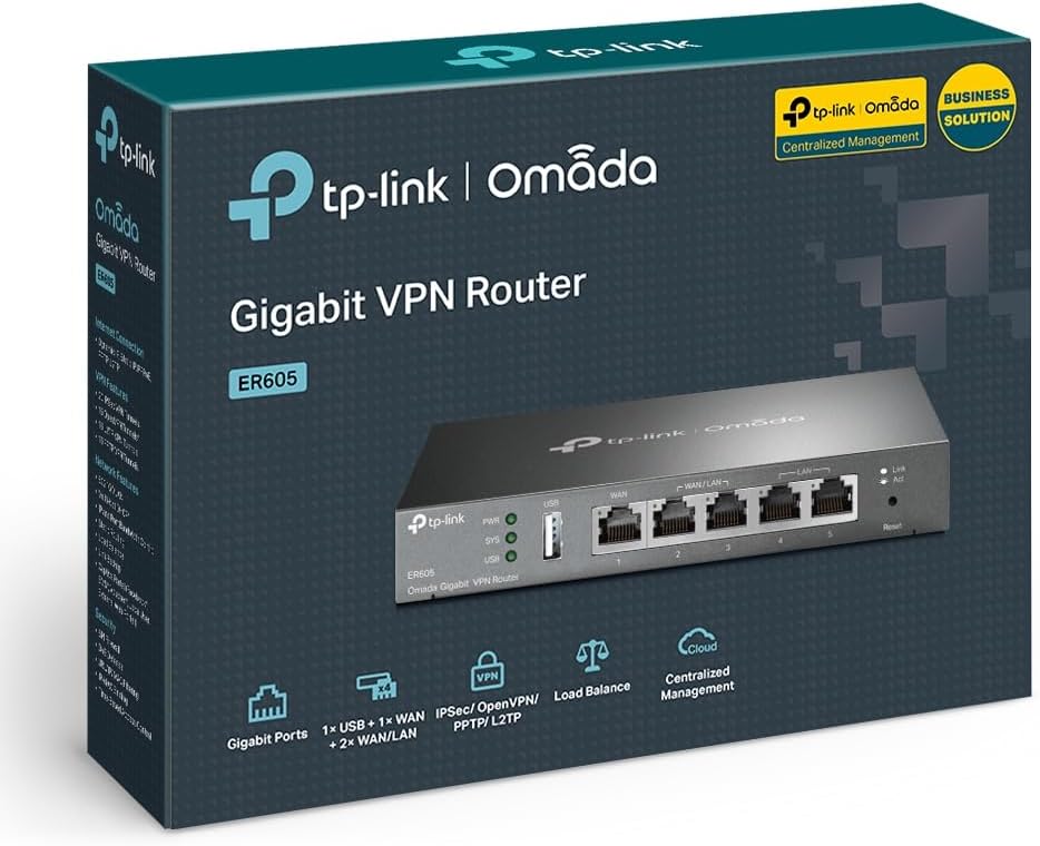 TP-Link Omada Gigabit VPN Router SDN Centralised Management System 5X Ports Up to 3 WAN Ethernet Secure Access Control