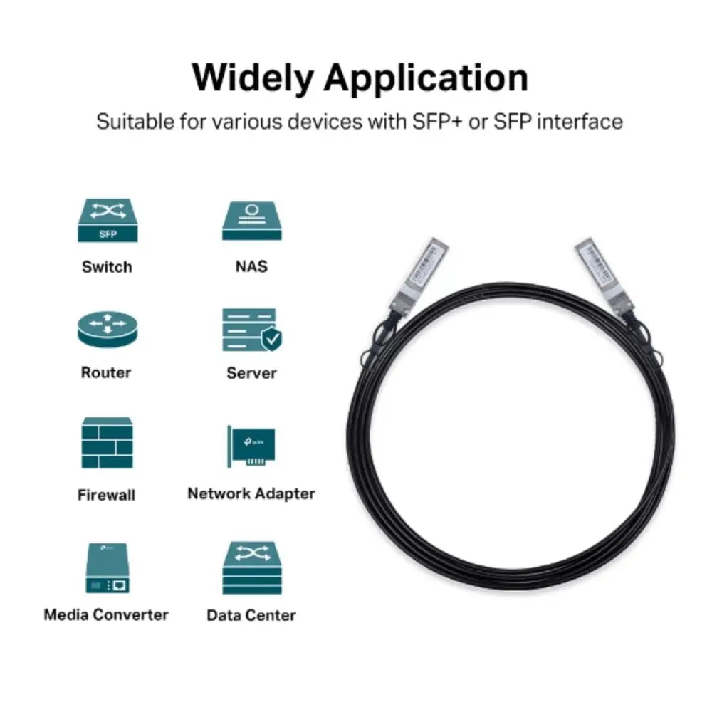 TP-Link SM5220-3M 3 Meter 10G SFP+ Direct Attach Cable Drives 10 Gigabit Ethernet Connector on Both Sides (Replaces