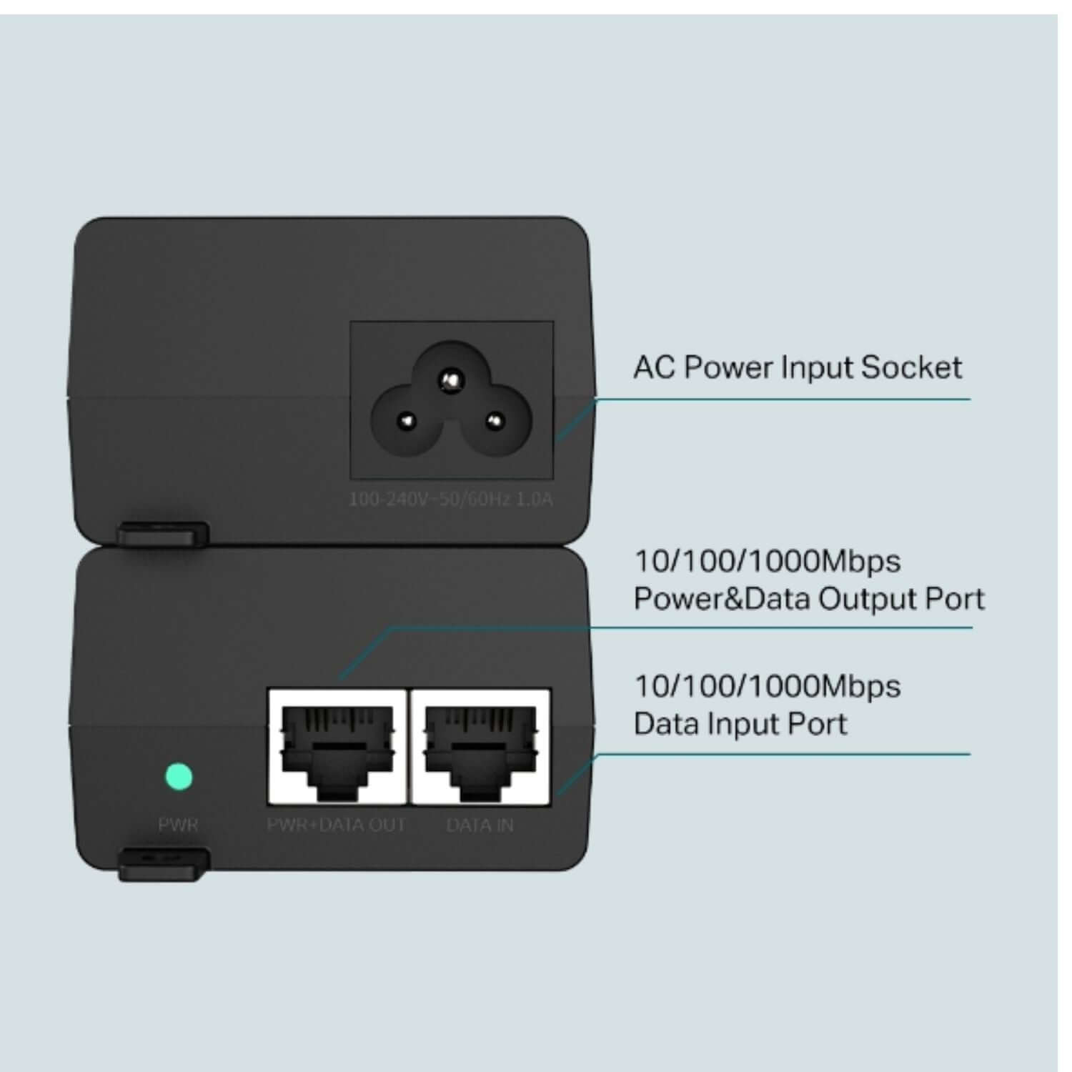 TP-Link TL-POE160S Omada PoE+ Injector 2 Gigabit Ports 802.3af/at Integrated Power Supply Wall Mountable Plug & Play