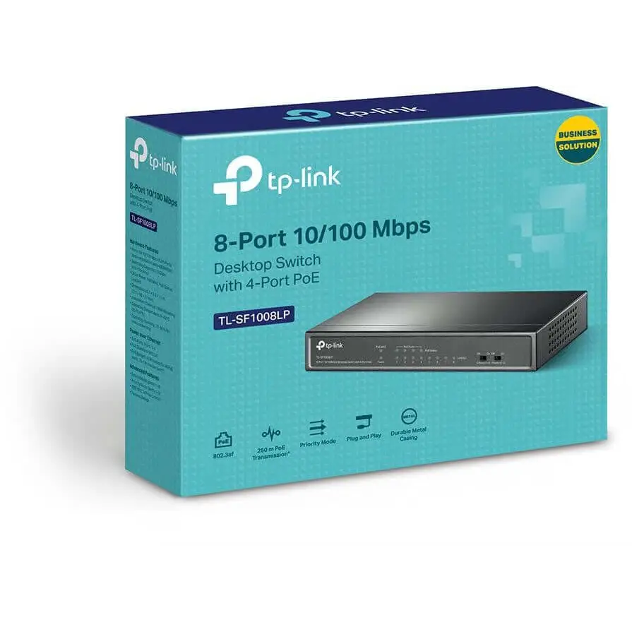 TP-Link TL-SF1008LP 8-Port 10/100Mbps Desktop Switch with 4-Port PoE+ Up To 66W For all PoE Ports